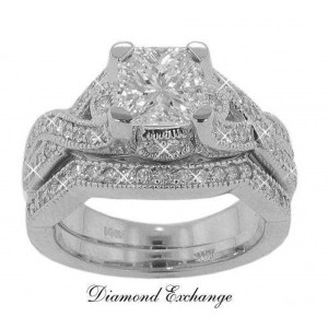 2.25 CT Princess Cut Diamond Engagement Ring Set In 14 K
